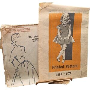 Vintage 1950s Childrens Printed Sewing Pattern 9384 Size 2 Jumper & Blouse Maria